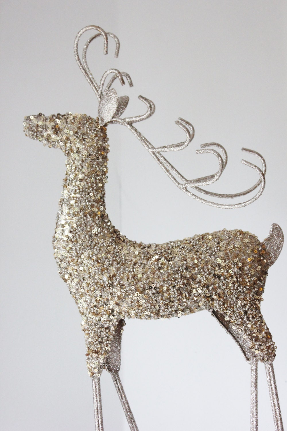 2 SALE GLITTERY REINDEER Gold Glitter Figurine Statue Figure