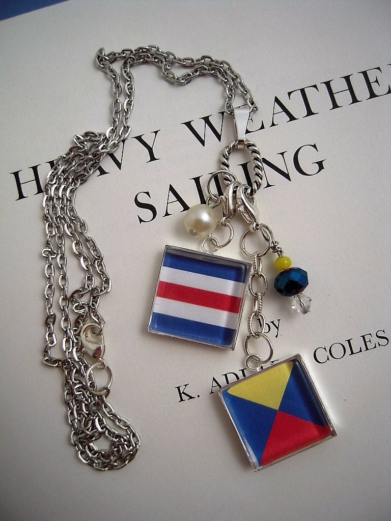 Nautical Flags Jewelry Signal Flags Necklace Charms Cluster