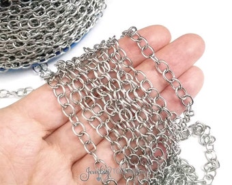Stainless Steel Jewelry Chain, Hypoallergenic, 304 Stainless, 5x6.5mm Oval Open Links, Lot Size 4 to 20 Feet #1928