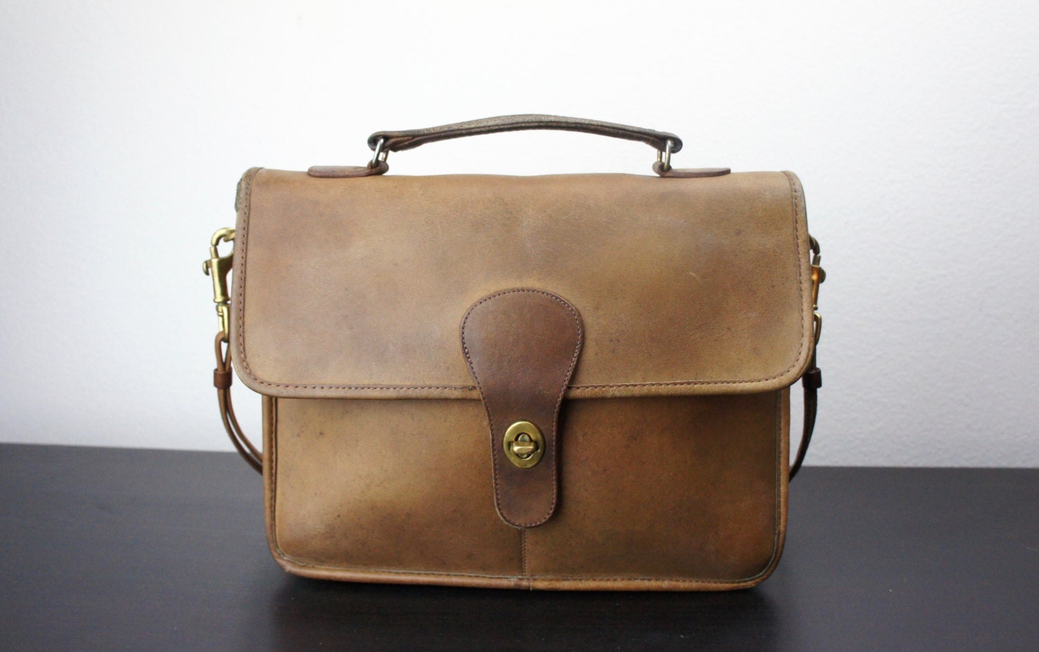 Vintage Coach School Bag or Mini Top Handle Briefcase Tan