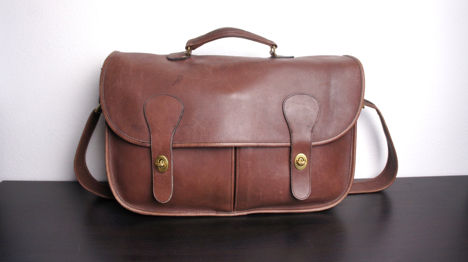 Vintage Coach Musette Carrier Bag Mahogany Brown Leather