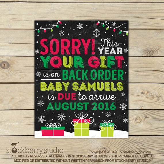 Christmas Pregnancy Announcement Printable - Holiday Baby Announcement Chalkboard Sign - Pregnancy Reveal to Grandparents - Were Expecting Il_570xn