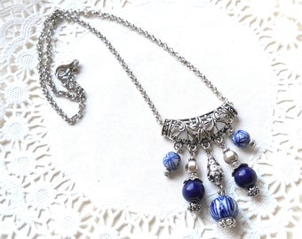 delft necklace delft blue necklace blue necklace blue and white necklace delft blue style necklace delft blue jewelry