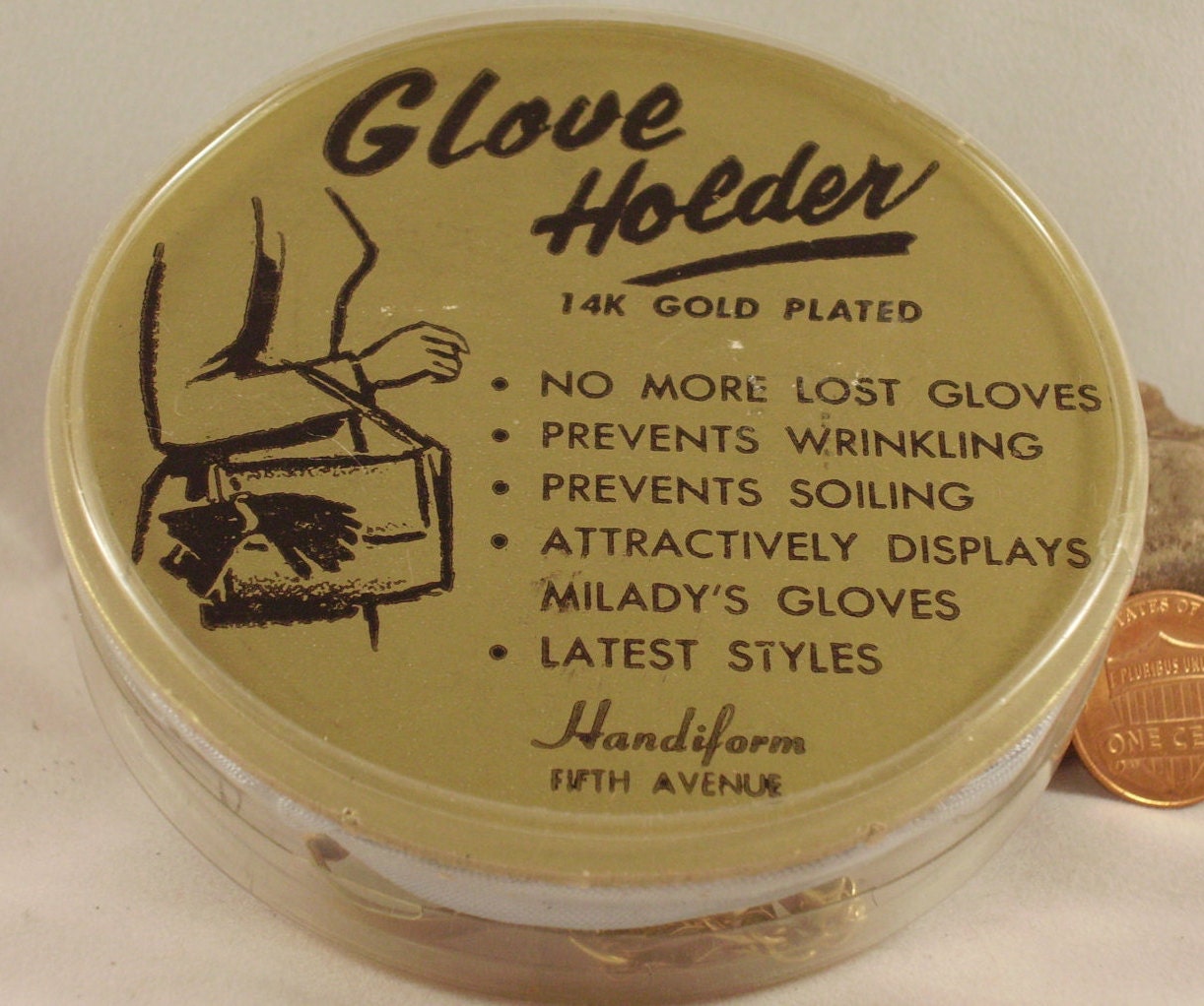 Glove Holder by Handiform Fifth Avenue 14k Gold Plated ca