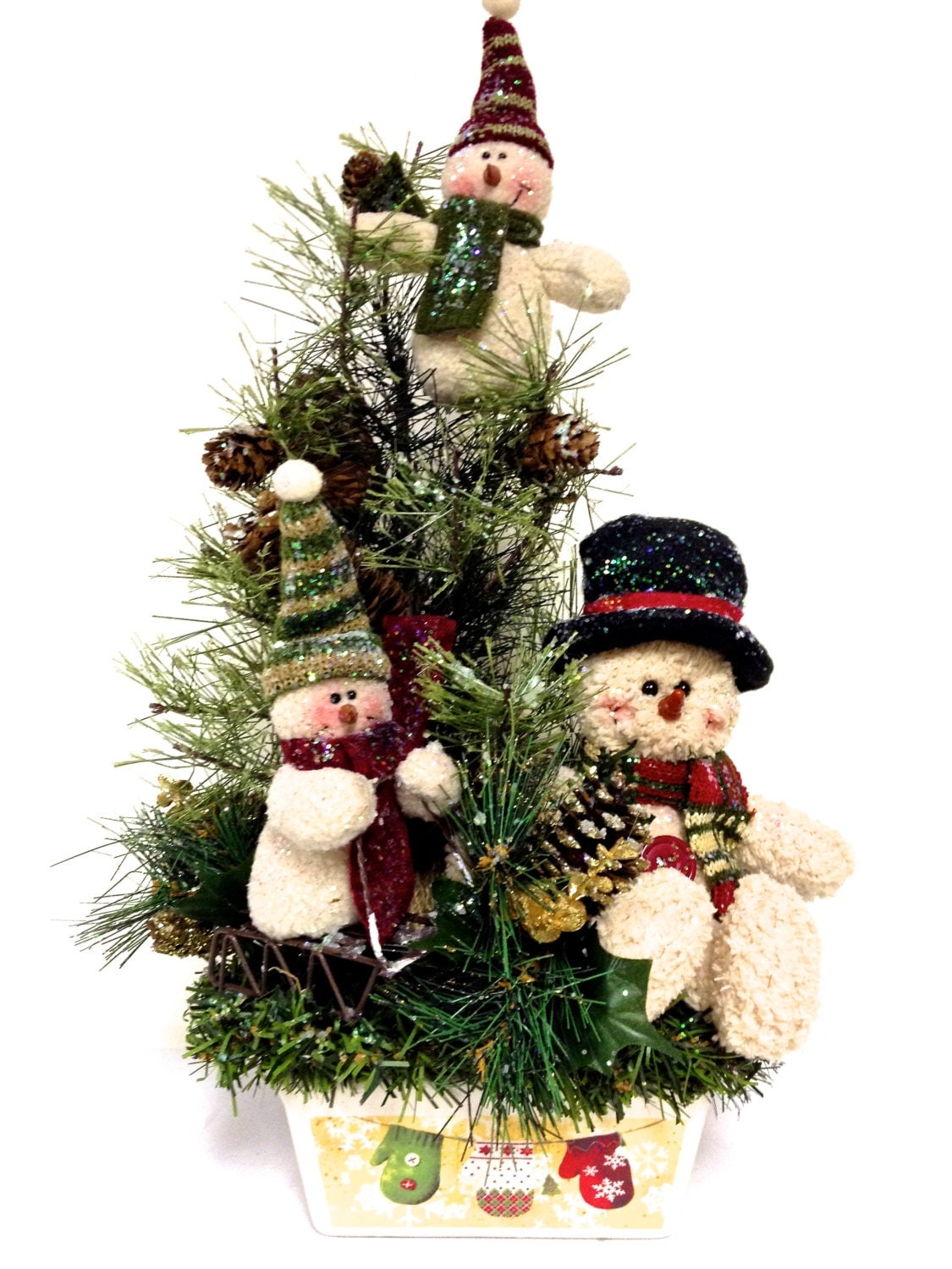 Snowman Family Winter Arrangement Winter Christmas Centerpiece