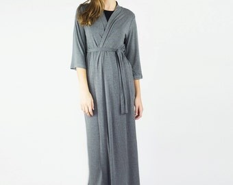 Super Soft Long Bamboo Robe, Long Organic Bamboo Robe, Maxi length Soft Maternity Robe for Hospital, Valentines Day Gift for Girlfriend