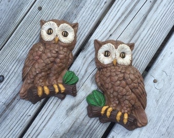 Owl Owls Pair Of Owls Plaques Wall Hangings