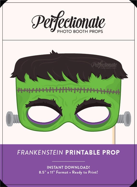 Printable Frankenstein Mask Prop Halloween Printable Prop