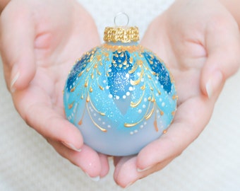 Christmas Ornament Faberge inspired handpainted bauble