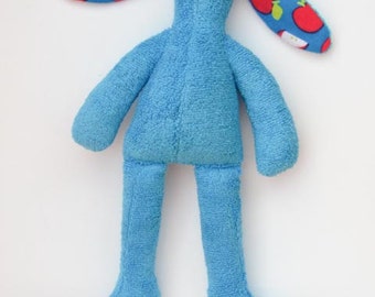 Easter bunny Stuffed bunny soft terry cloth turquoise blue bunny doll rabbit hare softie plush toy birthday baby shower gift nursery decor