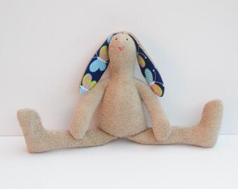 Stuffed bunny soft terry cloth softie plush bunny doll rabbit hare toy sand natural child friendly toy gift for girl boy baby shower