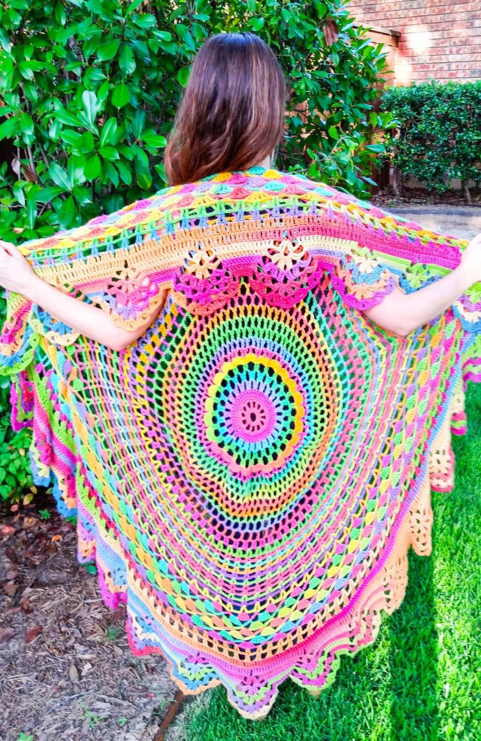 Crochet Bohemian Vest Long Boho Hippie Vest Adult One Size