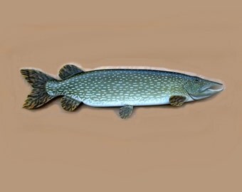 Northern Pike 36 in. art, sculpture, wood carving, fish art, sculpture, fishing decor, wall hanging, fishermans gift, lodge/cabin decor