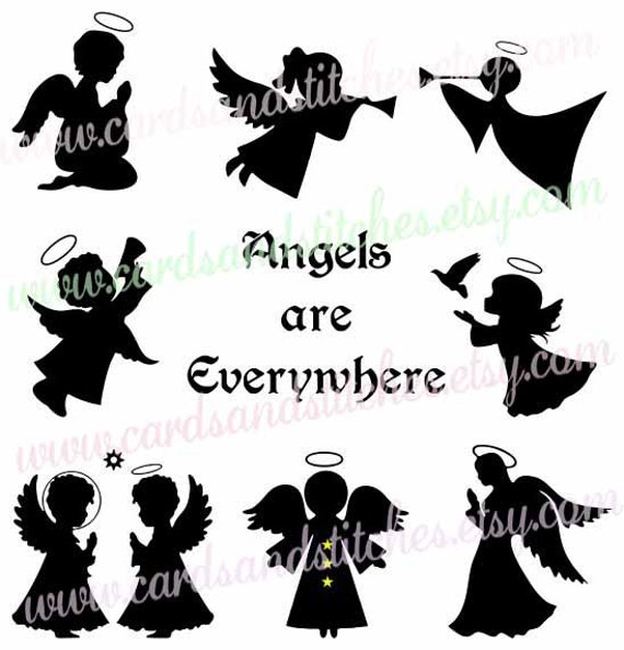 Angels SVG Angel Silhouettes Angel Printables Digital