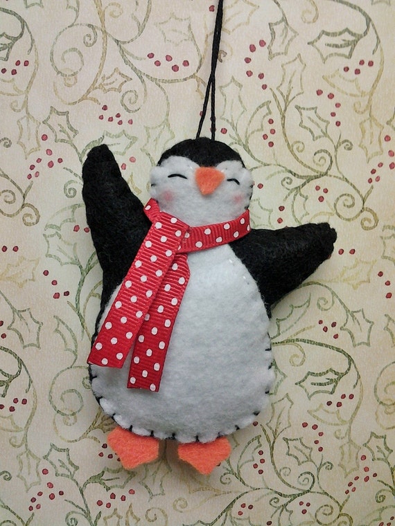 Felt Penguin Ornament Felt Penguin Christmas by BeckyLynnCreations