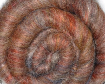 Carded batt for spinning and felting - Drum carded mixed fiber batt - Quiet Search - 1.8 ounces