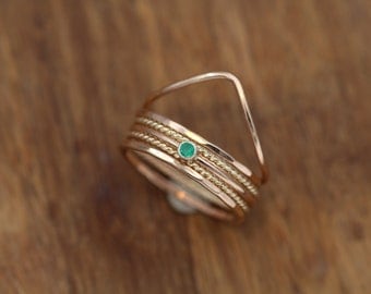 emerald stacking ring set yellow rose gold rings twist bands egyptian style - Egyptian Wedding Rings emerald stacking ring set yellow rose gold rings twist bands egyptian style - Egyptian Wedding Rings