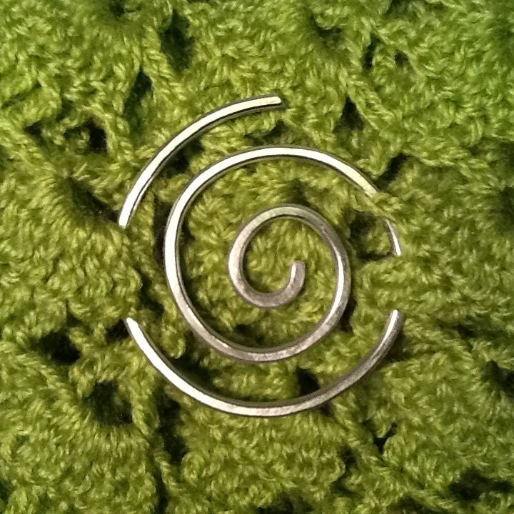 SALE Sturdy Silver SPIRAL BROOCH Hair Pin or Shawl Pin made