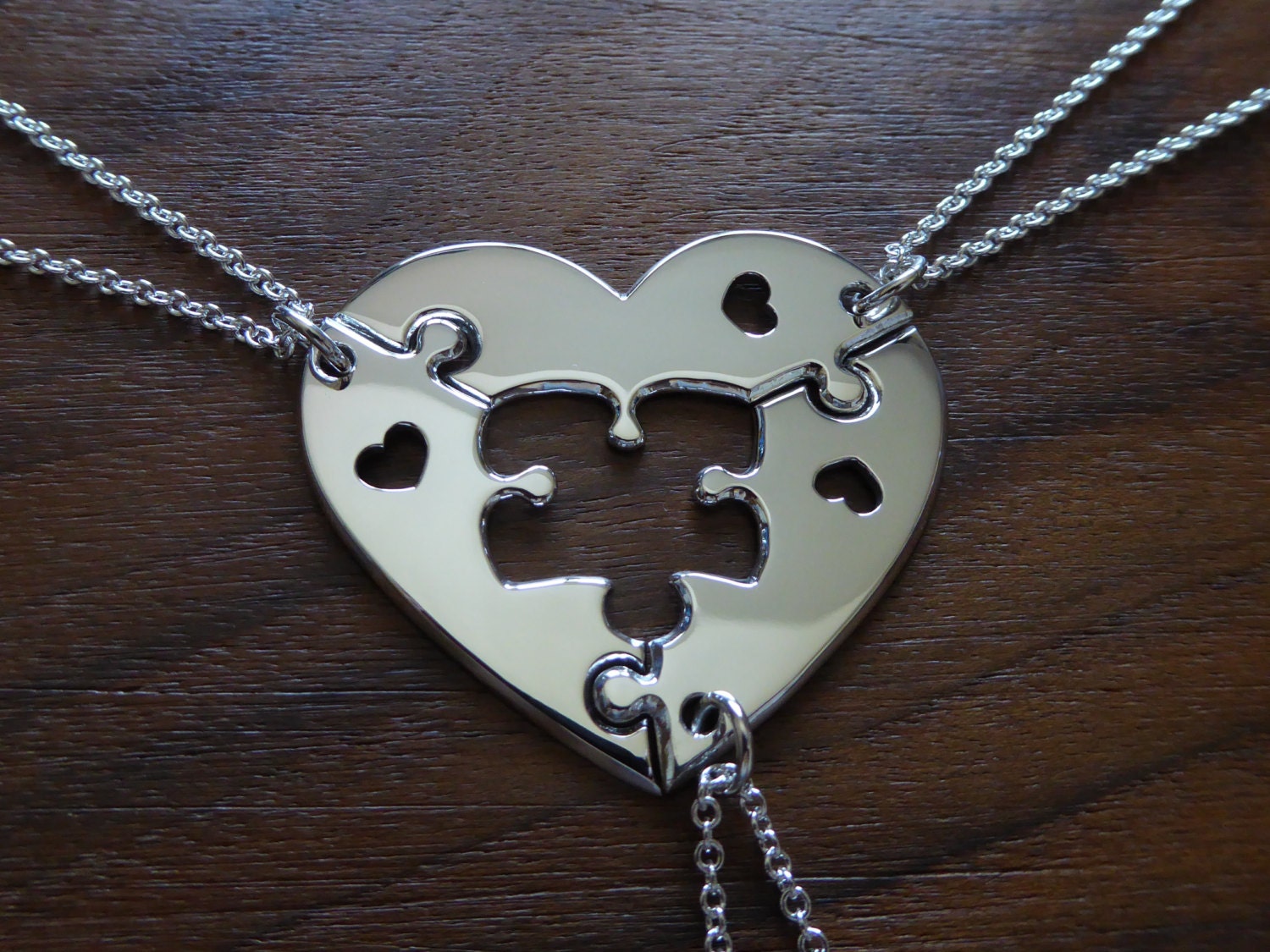 Three Piece Heart Puzzle with Hearts best friend puzzle heart