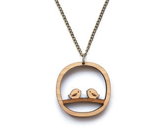 Bird necklace - laser cut wooden jewellery - bird pendant necklace - Australian jewellery - wooden necklace