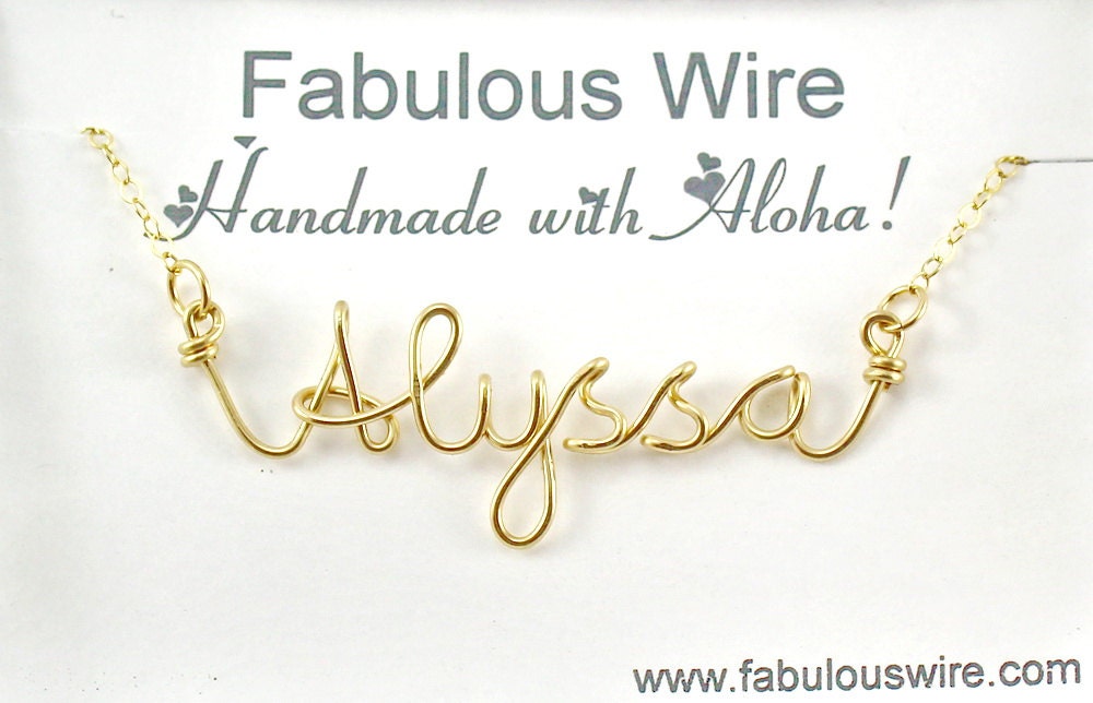 Gold Wire Name Necklace