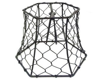 Chicken Wire Lampshade Clip On Small Black Hex Wire Lamp Shade Lighting Supply Chandelier Industrial Rustic Wedding Decor Lighting Design