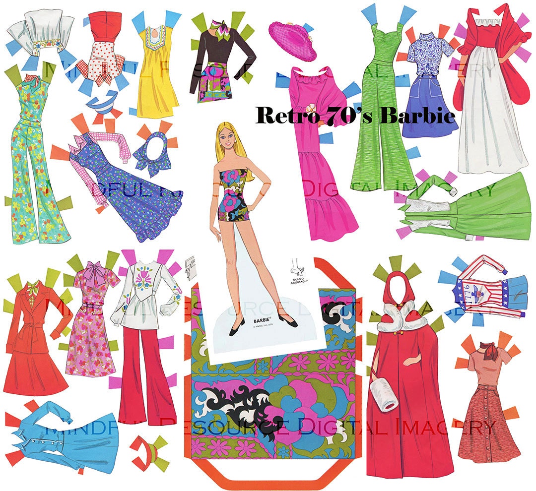 Retro Barbie Vintage Fashion Paper Doll 1976 Retro Groovy 5411