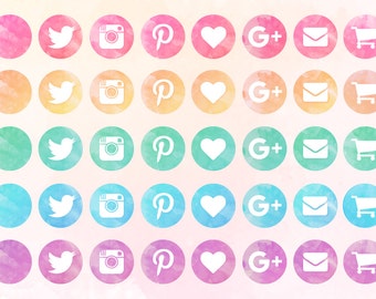 Watercolor Social Media Icons