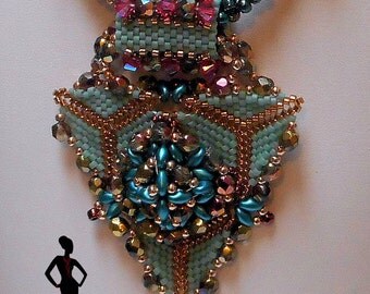 Beading Pattern CRAW RAW Peyote Pendant Necklace Tutorial Karita