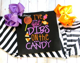 Halloween candy shirt, Halloween shirt, Girl's Halloween shirt, Candy shirt- trick or treat shirt- pumpkin- costume- embroidered shirt