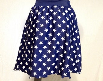 Stretch Wonder Woman A-line skirt. Navy blue