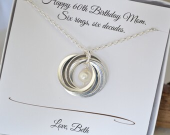 60th Birthday gift for women, 60 Birthday gift for mother necklace, 6th Anniversary gift for her, Sister Jewelry, June birthstone necklace,