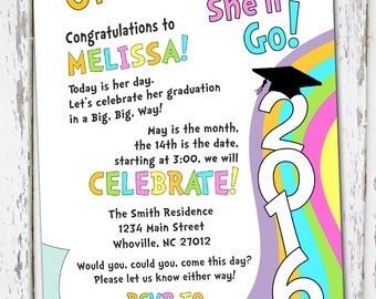 Oh The Places You'll Go graduation invitation by Meghilys on Etsy