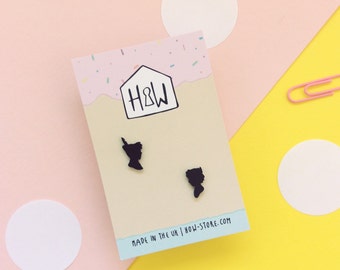 Peter & Wendy Stud Earrings: monochrome silhouette earrings for her, best friend or Peter Pan enthusiasts!