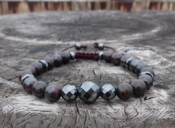 iron tigers eye and faceted hematite wrist mala iron tigers eye and faceted hematite wrist mala