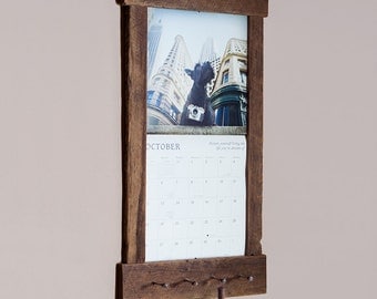 Rustic Barn Wood Calendar Holder, Reclaimed Calendar Frame Hanger