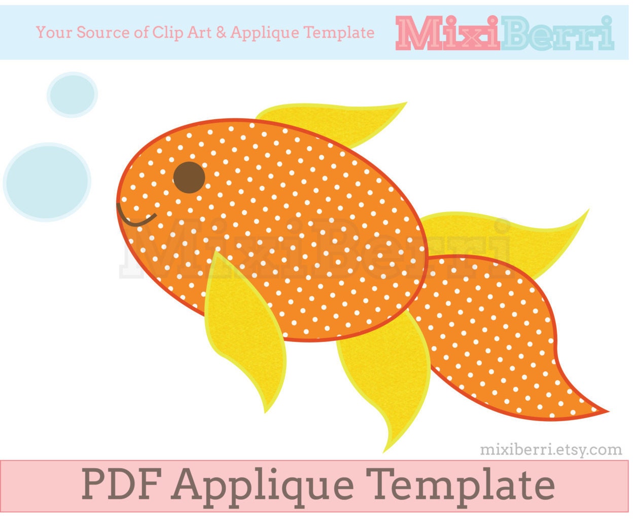 Goldfish Applique Pattern Fish Applique Template PDF by MixiBerri Goldfish Applique Pattern Fish Applique Template PDF by MixiBerri