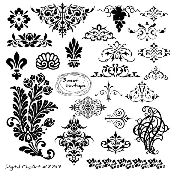 Damask clipart Clip art damask Digital Clipart Digital