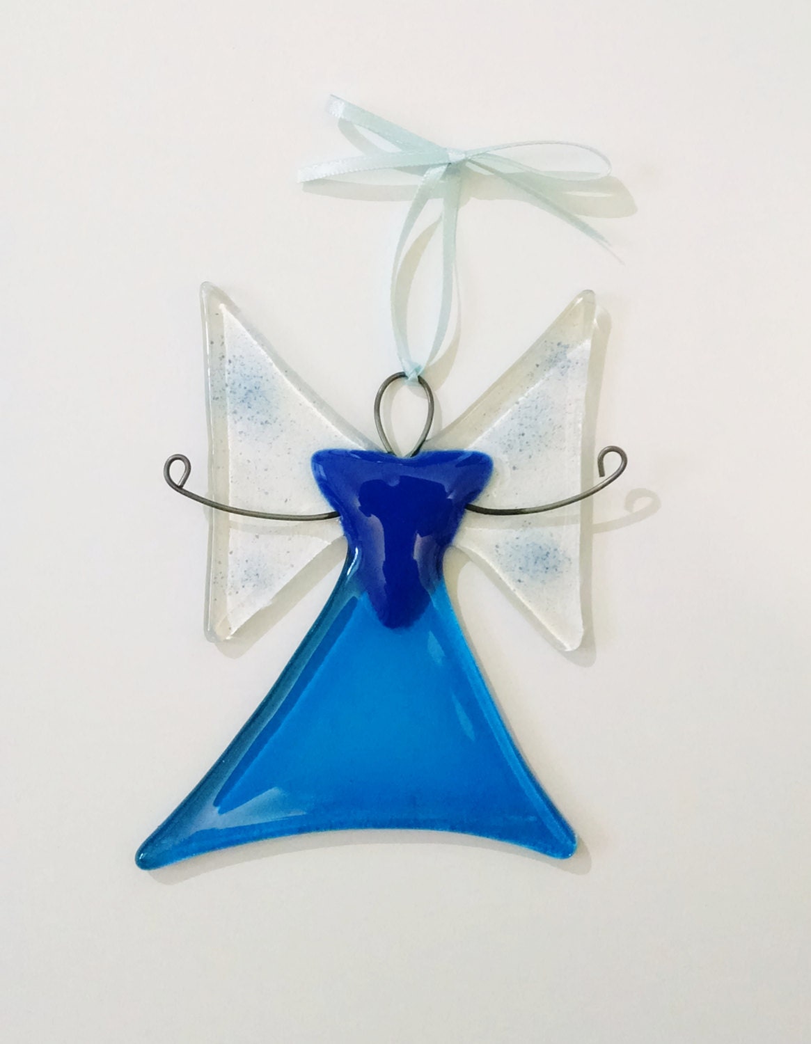 Fused Glass Angel Ornament Christmas Ornament Blue Angel