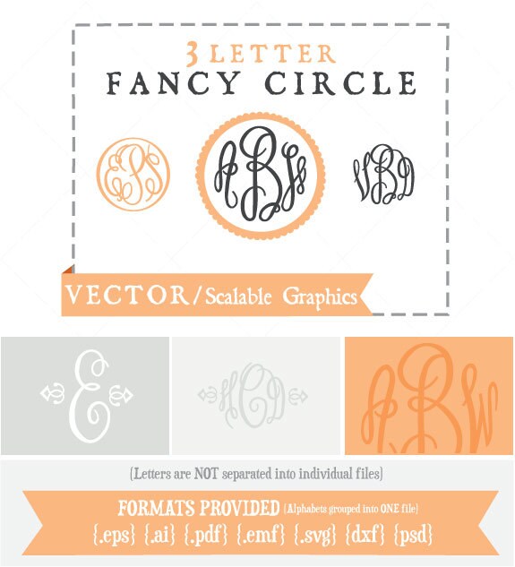 Download Fancy Circle Monogram Script / VECTOR Alphabet/Font: by ...