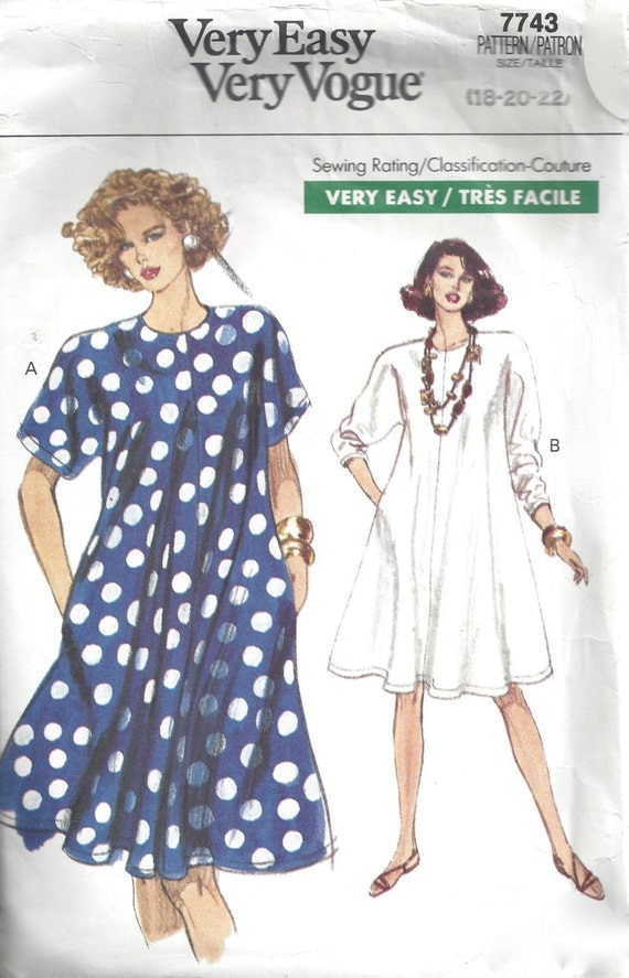 Trapeze Dress Pattern Raglan Sleeves Sz 18 20 22 by DecadesofCharm