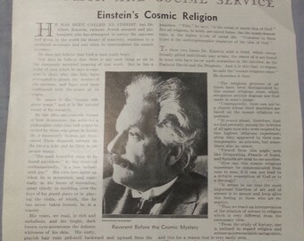Albert Einstein 1930 Cosmic Religion article from Literary Digest