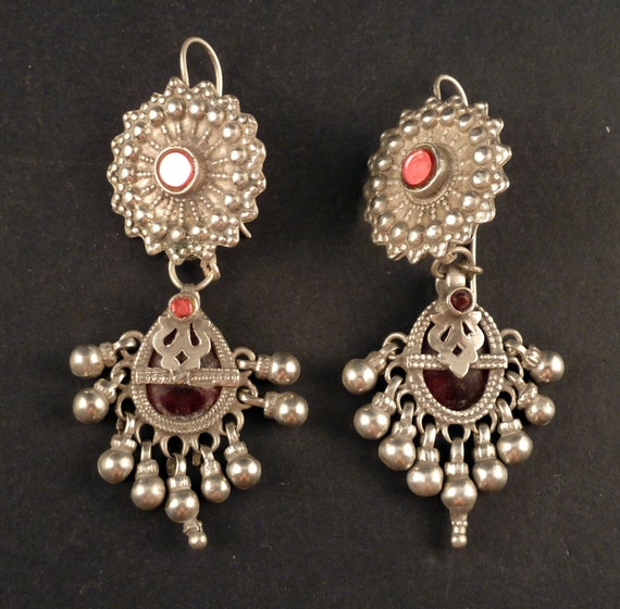 Silver old earrings from India Bunda Indian