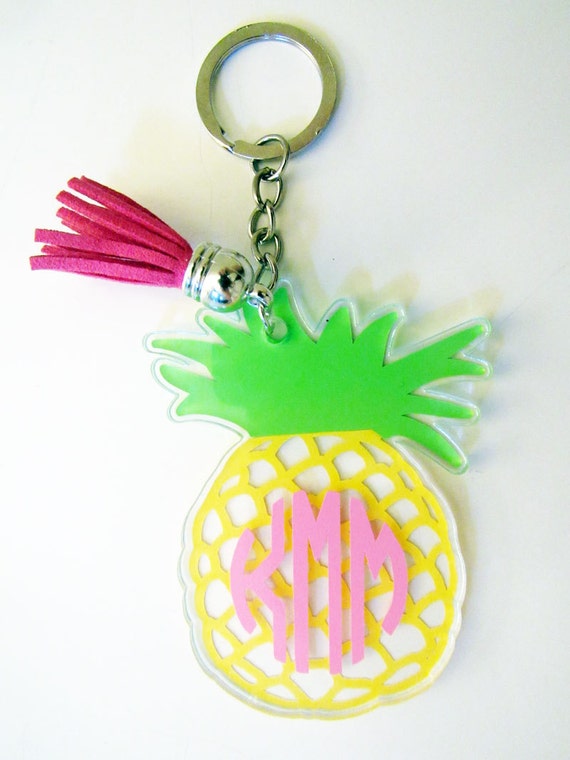 Preppy Monogram Pineapple Keychain by SimplyLovelyStudio on Etsy