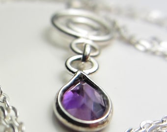 Genuine Amethyst in 925 Sterling Silver Necklace Natural Amethyst Pendant Amethyst Necklace Purple Lilac Necklace February Birthstone