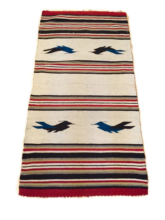 Vintage 1960s Saddle Blanket Wool Hand Woven Mexican Textile