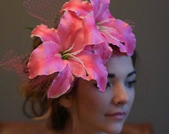 Pink Fascinator Hat, Kentucky Derby Hat, Ladies Day Hat, Famous New York Hat Luncheon Hat, Frederick Law Olmstead Awards Luncheon Style F-54