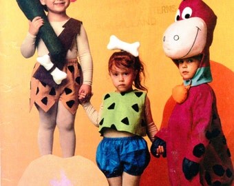 Vintage Flintstones Costumes - Bam Bam, Pebbles & Dino McCalls SEWING PATTERN 5555 Official Licensed Hanna-Barbera Characters Child size 5-6