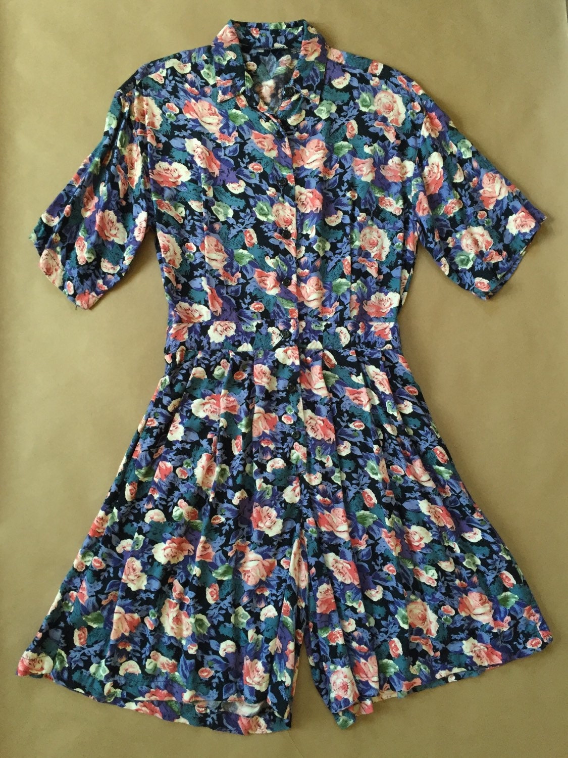 vintage 1980s rose print romper / mini by