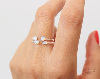 2 Opal Ring, Opal Jewlery, Sterling Silver Ring, Stacking Rings,Jewelry opal jewellery,Dainty Ring,Opal Stackable Rings,Opal Simple Ring